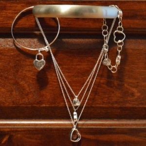 3 Piece 925 Silver Heart Jewelry Set